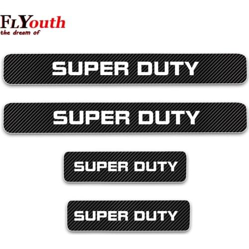 For Ford Super Duty Carbon Fiber Vinyl Sticker Door Sill Protector Car Door Sill Welcome Pedal Stickers Car Accessories 4Pcs