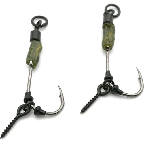 5Set/Bag Carp Fishing Hooks With Screw Link Hook Stoper Fish Terminal Tackle Bait Holder Quick Change Swivels Screw Hook