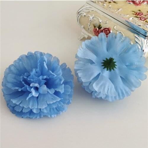 50pcs 9cm Artificial Carnation Flower Head DIY Bride Garland Wedding Home Garden Decoration Fake Flowers flores artificiales