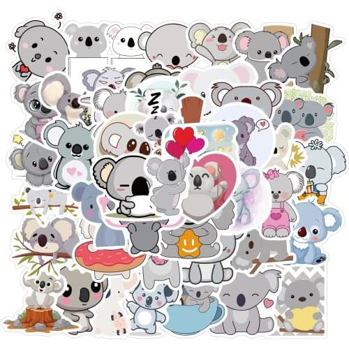 50Pcs Cute Koala Animal Waterproof Sticker for Guitar Waterbottle Laptop