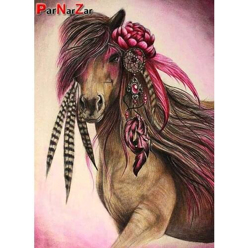 ParNarZar 5D Diamond Painting Horse Dream Catcher Full Square Drilling Embroidery Diamond Kit Wall Decoration
