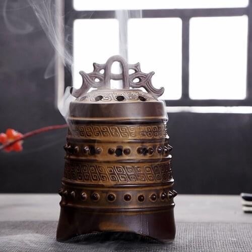 Retro Tripodia Incense Coil Burner Tower Incense Burner Incense Stick Incense Coil Holder Ceramic Censer Decoration