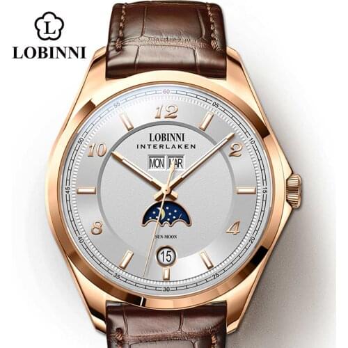 Lobinni Original Design Automatic Mens Watch Top Luxury Brand Business montre homme Seagull Mens Mechanical Watch Dropship
