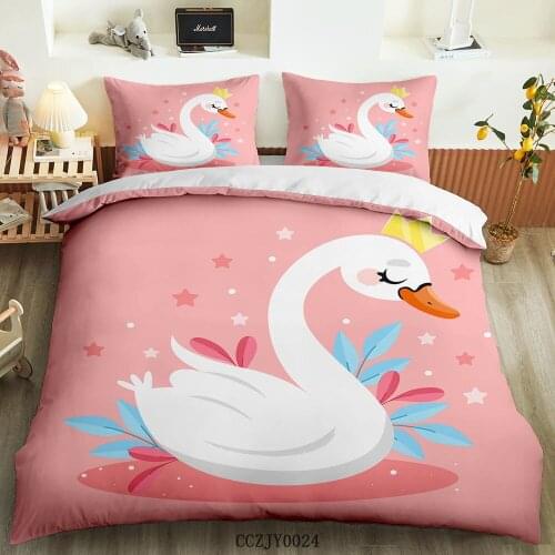 BailiPromise cute swan ensemble de literie bedroom Ballet 3D Print Pillowcase kids girls Soft Duvet Cover Queen King 2/3pcs