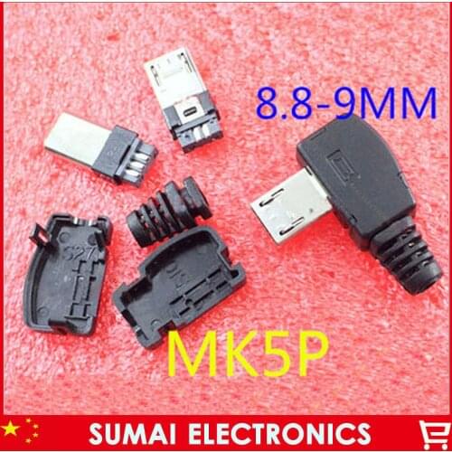 Free Shipping 100sets DIY Terminal lengthened Type 4 in 1 90 degree elbow Micro 5p USB Male Plug with Plastic shell