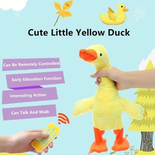 Wireless Remote Control Duck Toy RC Plush Toy Little Yellow Duck Can Walk Learn To Talk Sing Electric Baby Plush Toy Kids Toys