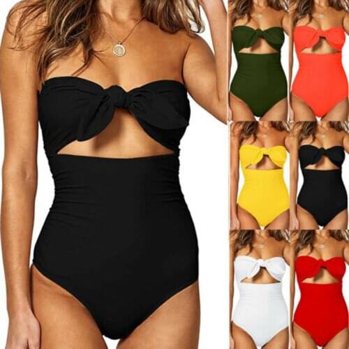 Bikini 2021 Woman Pure Color Swimwear Bowknot Strapless Push Up Sets Plus Size Beachwear Swimsuit Bikini Set купальник женский