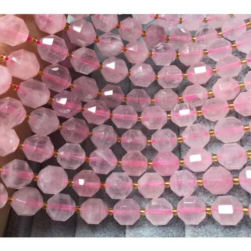 Natural madagascar rose quartz faceted spacer beads energy sharps DIY for jewelry making design bracelet necklace semi precious