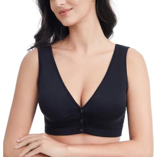 Solid Color Nursing Bra Stretch Front Button-down Feeding Bra Vest Type Bralette For Pregnant Woman