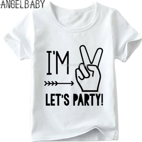 I'm 1/2/3/4/5 Lets Party Design Kids T shirt Baby Summer White T-shirt Boy and Girl Birthday Gift Number Print Clothes,ooo5214