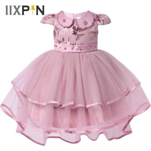 Infant Baby Girl Mesh Tutu Dress Sleeveless Beaded Embroidered Flower Layered High-Low Hem Toddler Cosplay Party Dress Costume