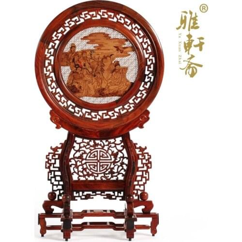 Home decor Rosewood woodcarving and gift ornaments wood sandalwood table screen round plaque screen