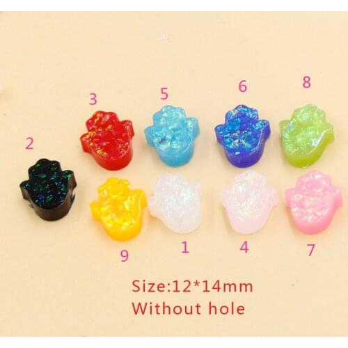 Fnixtar 20Pcs/Lot 12*14mm Synthetic Opal Hamsa Hand Shape Opal Charm Without Hole For DIY Making Earrings Necklace Jewelry