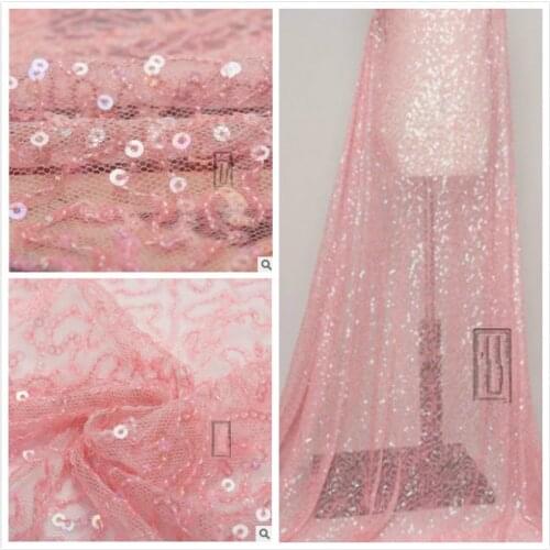 Ruffled sequins full embroidered sequins mesh lace embroidered fabric curtain lace webbing tablecloth fabric