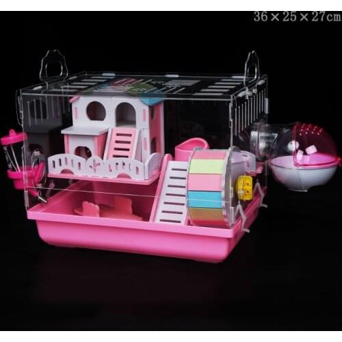 Hamster Cage Tray-Style Hamster House Acrylic Cage Guinea Pig Villa Transparent Small Pet Feeding Box Pet Supplies