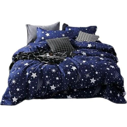 Blue Star Geometric Pattern Fashion Print Bedding Set Comfortable Duvet Cover Bedding Sheets Pillowcase For Bedroom