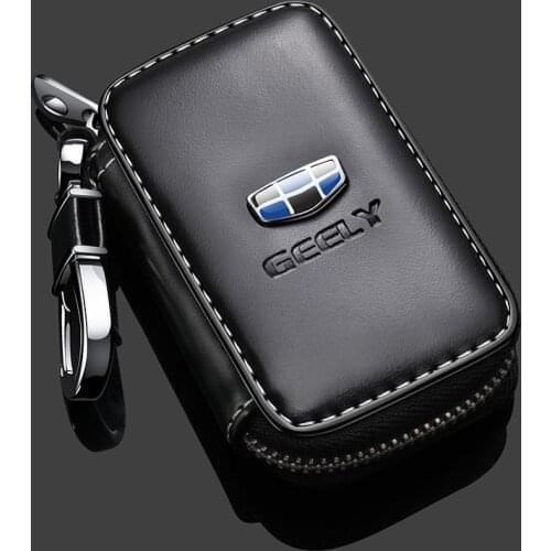 Leather Car Logo Key Case Cover Shell Holder For Geely Emgrand X7 EX7 EC8 GL S GC6 GC9 CK CK2 NL3 Coolray Atlas Car Accessories