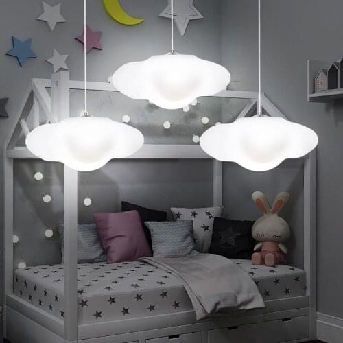 Creative Floating Cloud Pendant Lights Kindergarten White Suspension Childrens Room Light Colorful Home Lighting PA0266
