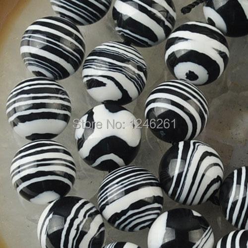 8mm Black White Striped Turkey Stone Round Loose Beads Fashion Jewelry Semi-Precious Accessory Parts DIY Natural Stone Wholesale