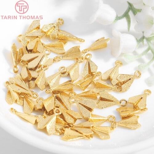 10PCS 7x12MM 24K Gold Color Brass Paper Plane Charms Pendants High Quality Diy Jewelry Findings Accessories