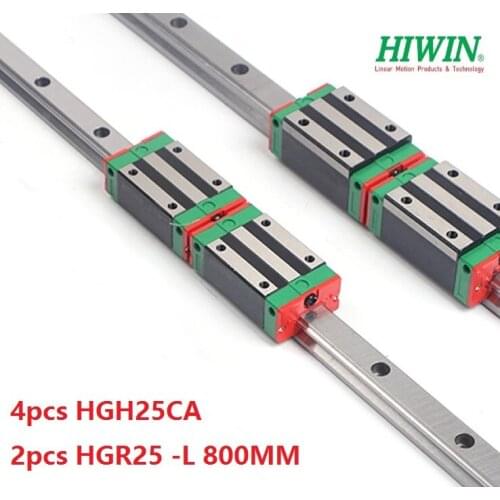 2pcs Hiwin linear guide linear rail HGR25 -L 800MM + 4pcs HGH25CA linear narrow blocks for cnc router