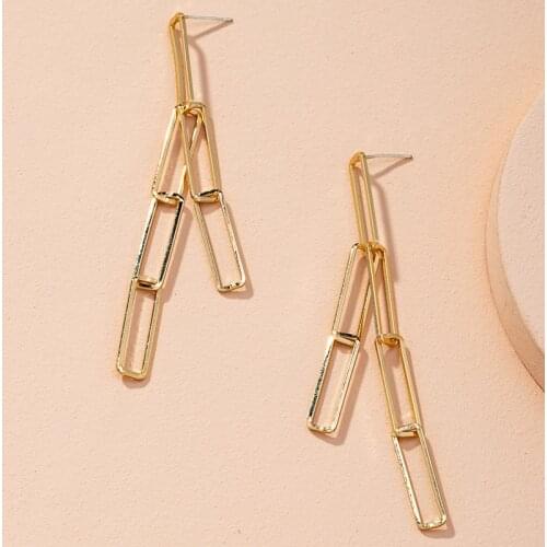 Trendy Jewelry Simple Long Tassels Chain Shape Stud Earrings For Women Girls Accessories Wholesale