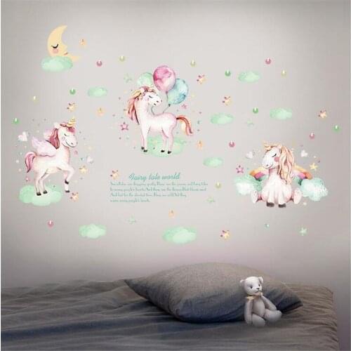 Cartoon Unicorn DIY Wall Sticker Living Room Bedroom Wall Decoration Home Decor wall stickers for kids rooms