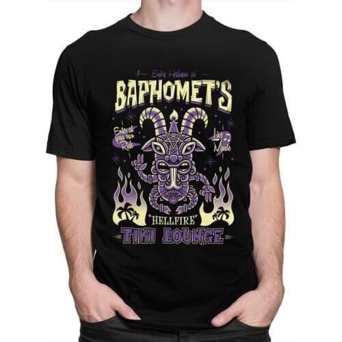 Male Baphomet T Shirt Short Sleeve Cotton Tshirt Harajuku T-Shirt Designer Hellfire Tiki Lounge Occult Surfing Tee Tops Camisas
