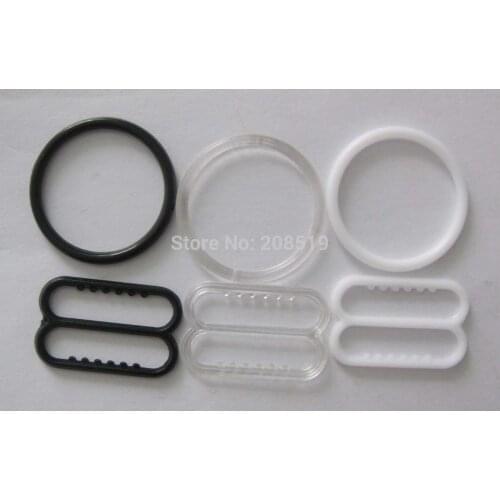 NB0086 4/5" Plastic Buckles for Bra Inner Dia 20mm Adjustable Buttons 200pcs(100pcs Ring+100pcs 8 Slider ) Garment Accessories