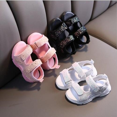 New Fashion Sequins Color Summer Sandals Toddler Girls Shoes Children Sandals Girls Princess Soft Shoes Kids