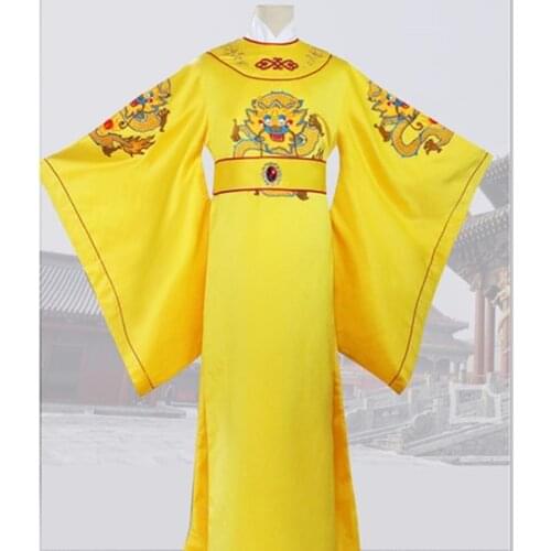 Chinese ming dynasty emperor clothes for men long dragon robe halloween cosplay carnival clothing photography wear