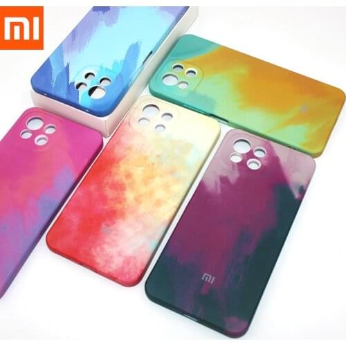 Original Xiaomi 11 Lite Watercolor Case 360Full Protection Silicone Soft Phone Cover For Mi 11 M2011K2C Shockproof Shell &Logo