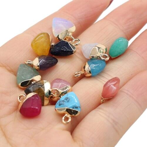 2 Pieces Natural Stone Charms Heart Shape Amethysts Pendant Necklace Crystal for Jewelry Making DIY Earring Necklace Accessories