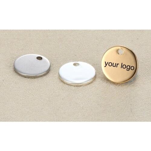 Blank 12mm Round Tag Stainless Steel Charms Custom Engrave logo with small quantity