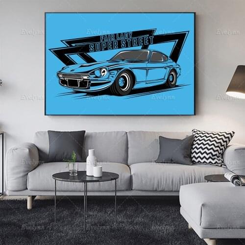 Fairlady Super Street Car Poster Abstract Blue Cool Car Wall Art Prints Modular Pictures Living Room Home Decor Canvas Painting