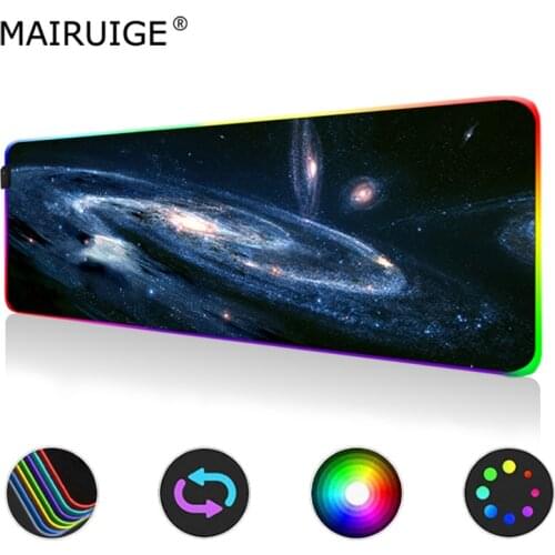 LED Sky Nebula Space RGB Mouse Pad Sunset Large Color Tree of Life Light Game MousePad Desktop Pad with Backlight 300x800