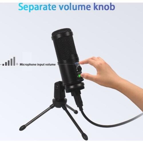 USB Mic for Recording and Streaming on PC 192KHZ/24BIT PC Condenser Microphone with Tripod Stand Plug and Play