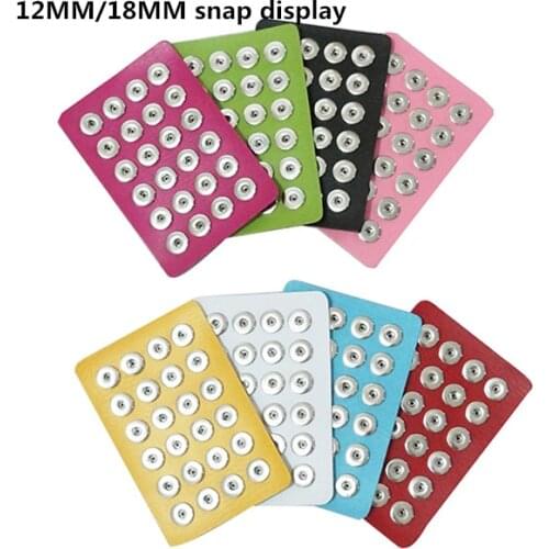 High quality Soft Colorful Leather snap display with 24pcs buttons fit 12mm&18mm snap buttons Wholesale PJ0030