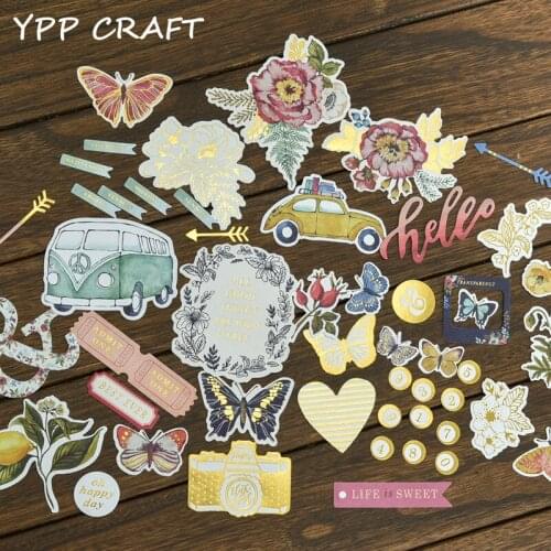 YPP CRAFT 45pcs Colorful Cardstock Die Cuts for Scrapbooking Happy Planner/Card Making/Journaling Project DIY