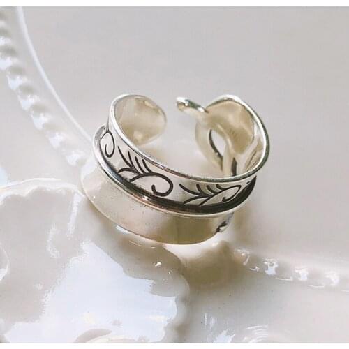 Vintage Silver Color Large Leaf Rings for Women Bijoux Gift Female Adjustable Size Finger Rings Anillos Wholesale