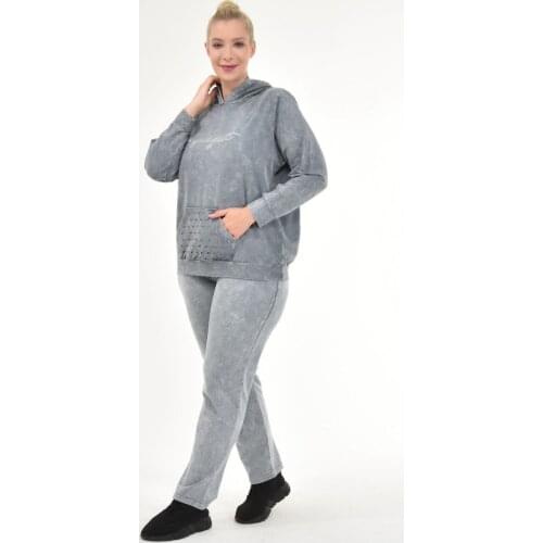 Diaves Women Plus Size Autumn-Winter Fashion Hooded Sweatshirt and Pants 2 Pieces Casual Tracksuit Sets Turkish Quality