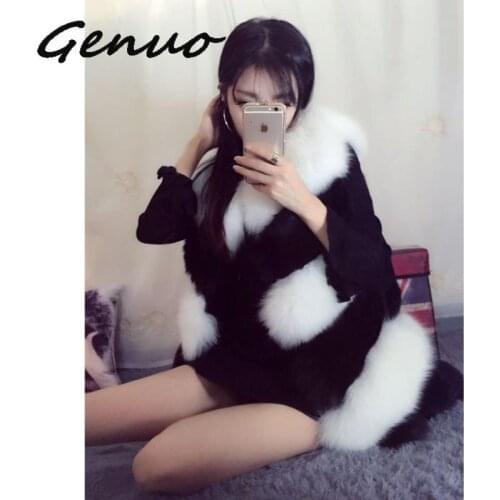 Genuo 2019 autumn and winter new fur fake fur vest vest womens slim fox fur stitching faux fur coat large size female S~2XL