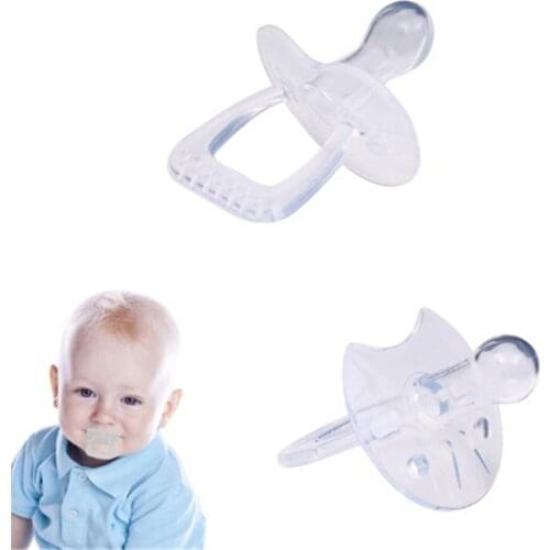 1PCS Silicone Gel Love Heart Shape Simple Clear Transparent Safe Care Infant Toddler Pacifier Flat Round Nipple