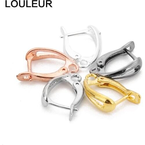 LOULEUR 10pcs Gold Gun Black Silver Plated U Shape Hook Ear Wires Hollow Hooks Earrings For DIY Jewelry Findings Accessories