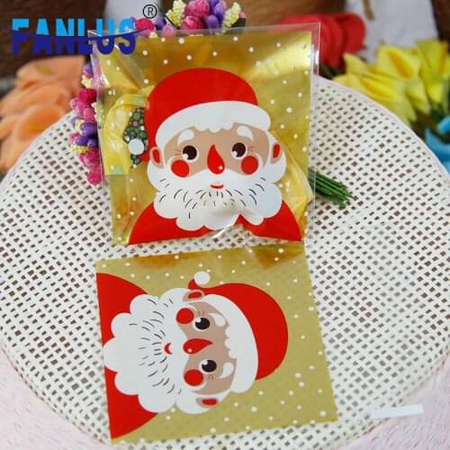 100pcs Christmas Candy Bags Cute Animal Biscuit Gift Packaging Used For Biscuit Baking Self Adhesive OPP Bag Gift Bag