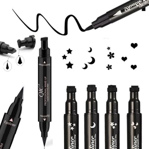 2 In1 Eyeliner Eyes Makeup Stamp Starry Snowflake Liquid Eyeliner Pencil Stamp Triangle Seal Eyeliner Quick Dry Maquiagem TSLM1