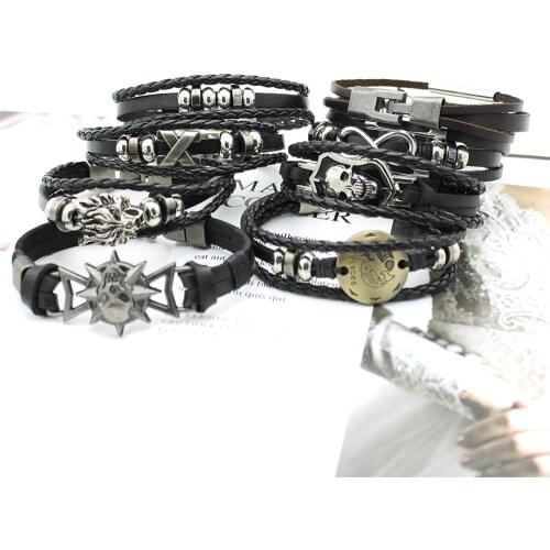 2021 New 8 fashion punk cowhide mens bracelet Skull Figure 8 womens jewelry accessories best gift accessories