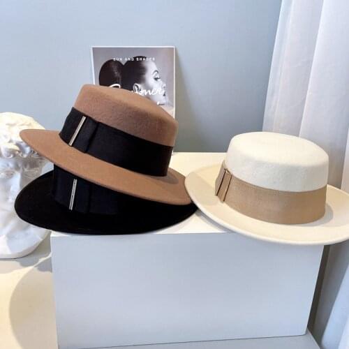 202108-2509264-xiaoli Australia wool autumn winter Metal decoration classic fedoras cap men women leisure panama jazz hat