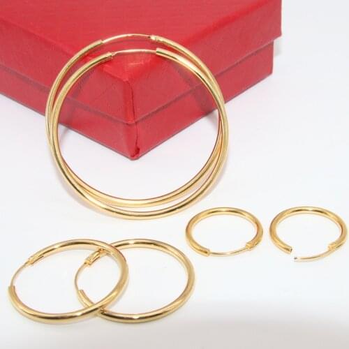 3 Sizes Available Circle Huggie Earrings Yellow Gold Filled Classic Womens Hoop Earrings Diameter 20mm/30mm/45mm