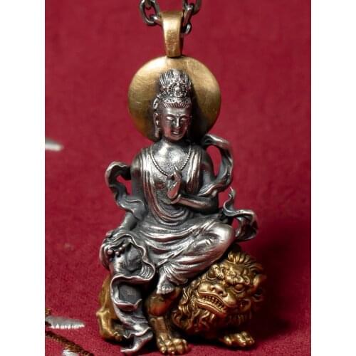 999 Sterling Silver Avalokitesvara Buddha handmade amulet Pendant charm jewelry men women jewelry gift A5837